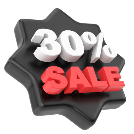 3D thirty percent sale. 30% sale. Sale badge.の写真素材