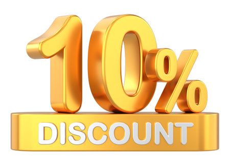 3D ten percent discount. 10% discount. 10% sale.の写真素材
