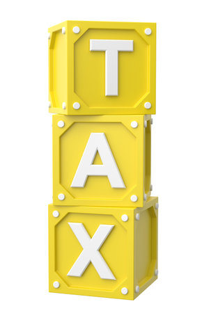 Tax text box. 3D illustration.の写真素材