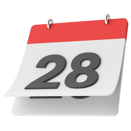 28th. Twenty-eighth day of month. Calendar. 3D illustration.の写真素材
