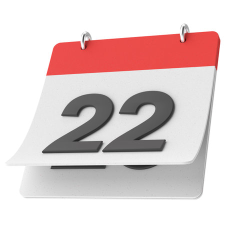 22nd. Twenty-second day of month. Calendar. 3D illustration.の写真素材