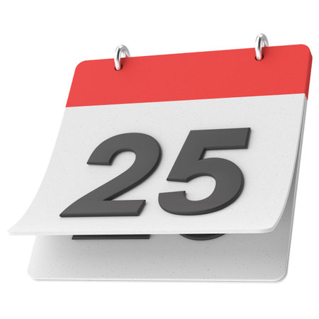 25th. Twenty-fifth day of month. Calendar. 3D illustration.の写真素材