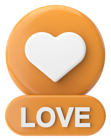 Love button. heart icon. 3D illustration.の写真素材