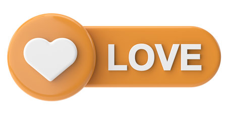 Love button. heart icon. 3D illustration.の写真素材