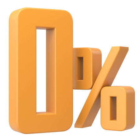 3D 0%. Zero percent installment. 3D illustration.の写真素材