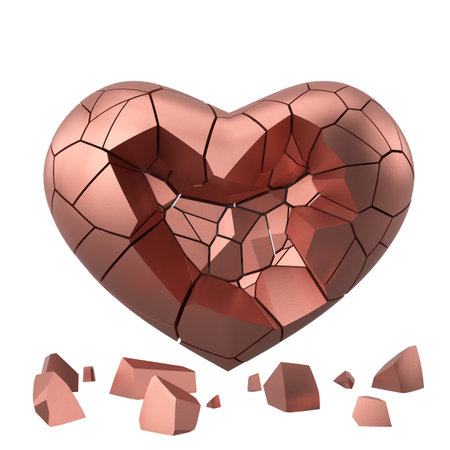 Broken heart. Heartbroken. lovelorn. 3D illustration.の写真素材