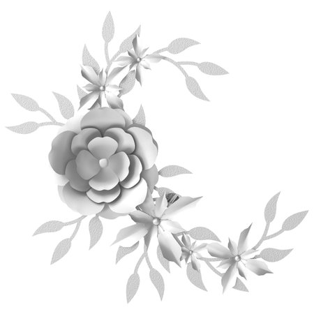Silver flower. 3D flower. 3D illustration.の写真素材