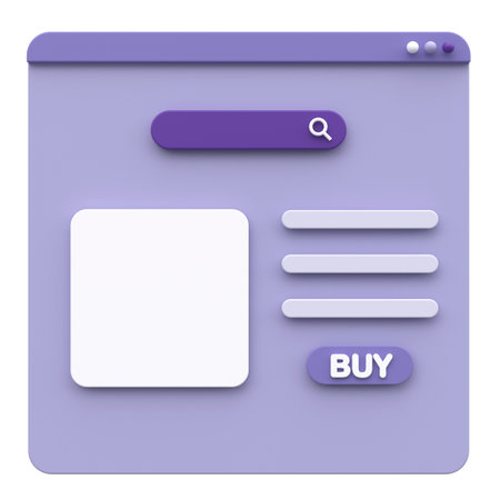 Online shopping. 3D browser. Product page. 3D illustration.の写真素材