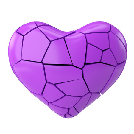 3D broken heart. Heartbroken. 3D illustration.の写真素材