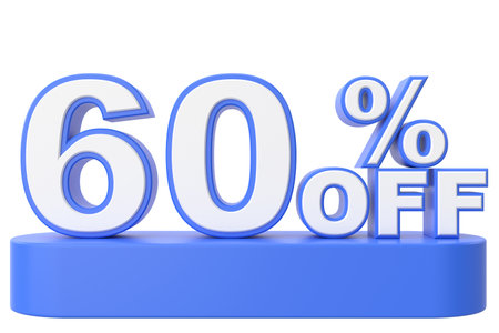 3D sixty percent off. 60% off. 60% sale.