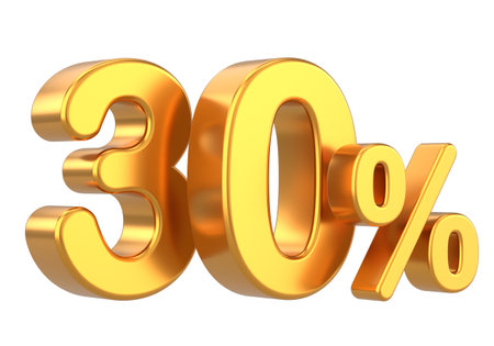 3D 30%. Thirty percent percent. 3D illustration.の写真素材