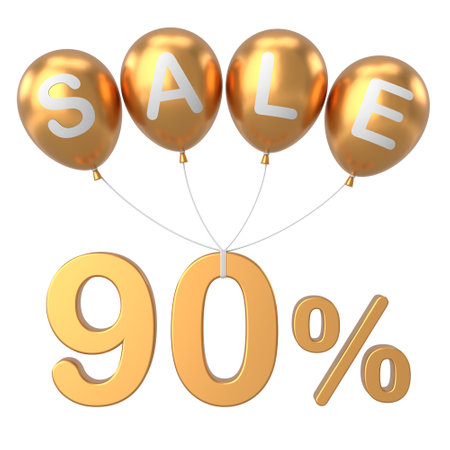 3D ninety percent sale. 90% sale. Sale banner decoration.の写真素材