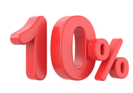 3D 10%. Ten percent. 3D illustration.の写真素材