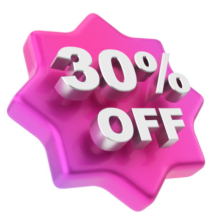 3D thirty percent off. 30% off. Sale banner decoration.の写真素材