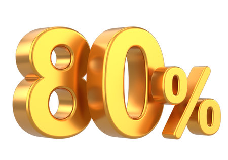 3D 80%. Eighty percent. 3D illustration.の写真素材