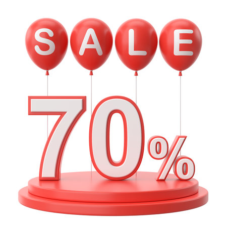 3D seventy percent sale. 70% sale. Sale decoration.の写真素材