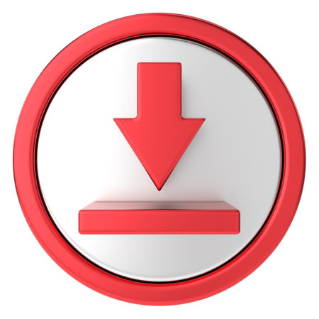 Download button. Download icon. 3D illustration.の写真素材