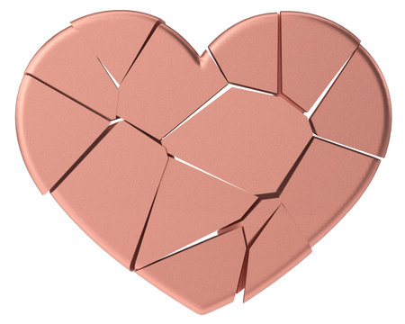 Broken heart. Heartbroken. lovelorn. 3D illustration.の写真素材