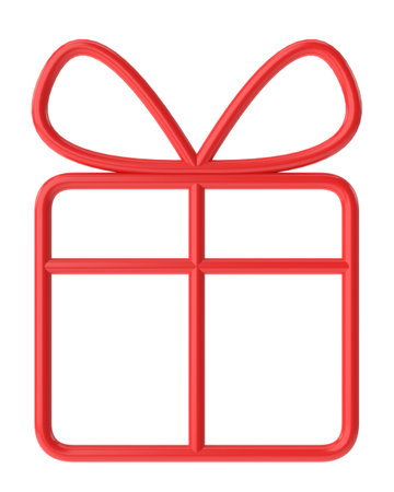 Christmas line art. Christmas gift box. 3D illustration.の写真素材