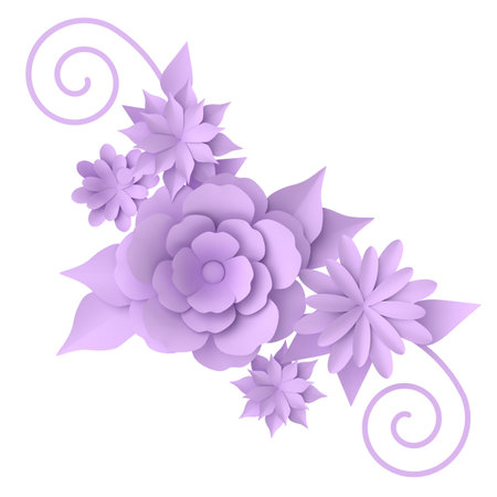 3D flower. Paper flower. 3D illustration.の写真素材