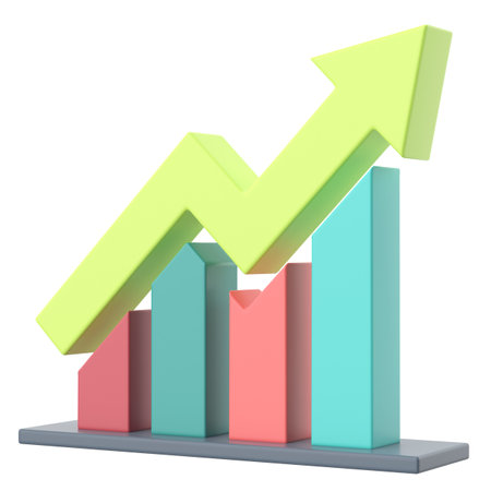 Growth graph, Growth chart. 3D illustration.の写真素材