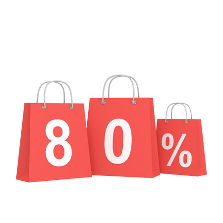 3D eighty percent off. 80% off. Sale banner decoration.