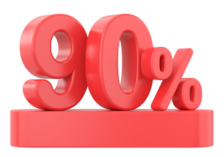 3D ninety percent. 3D illustration.の写真素材
