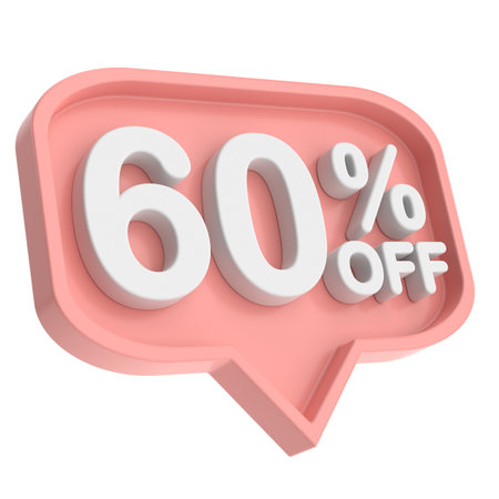 3D sixty percent off. 60% off. 60% sale.の写真素材