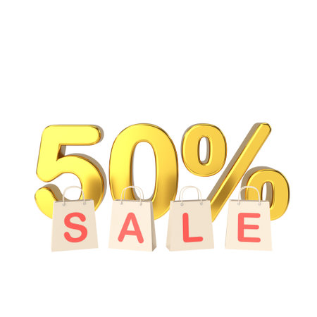 3D fifty percent sale. 50% sale. Sale banner decoration.の写真素材