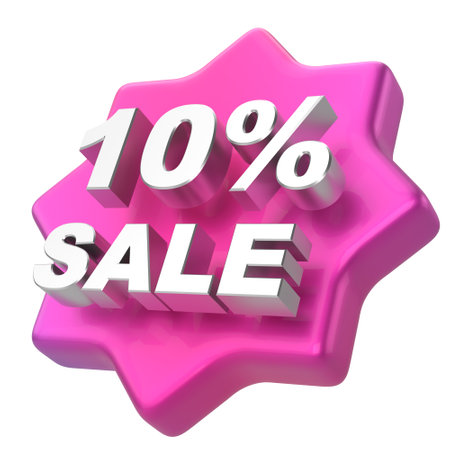 3D ten percent sale. 10% sale. Sale badge.の写真素材