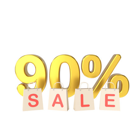 3D ninety percent sale. 90% sale. Sale banner decoration.の写真素材