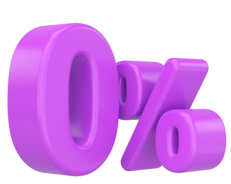 3D 0%. Zero percent installment. 3D illustration.の写真素材