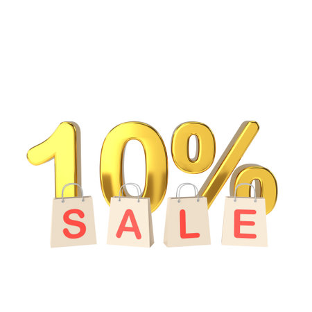 3D ten percent sale. 10% sale. Sale banner decoration.の写真素材
