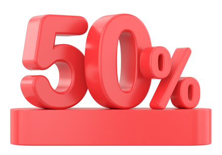 3D fifty percent. 3D illustration.の写真素材