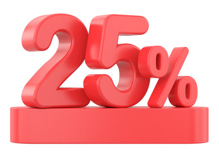 Twenty five percent. 3D illustration.の写真素材