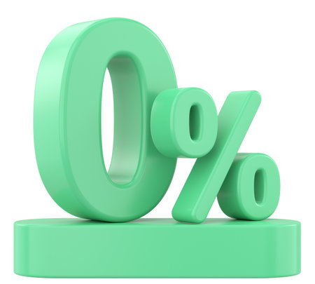 3D 0%. Zero percent installment. 3D illustration.の写真素材