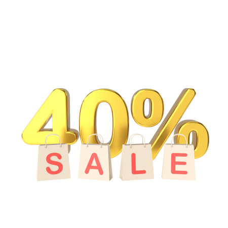 3D forty percent sale. 40% sale. Sale banner decoration.の写真素材