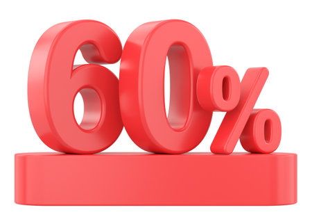 3D sixty percent. 3D illustration.の写真素材