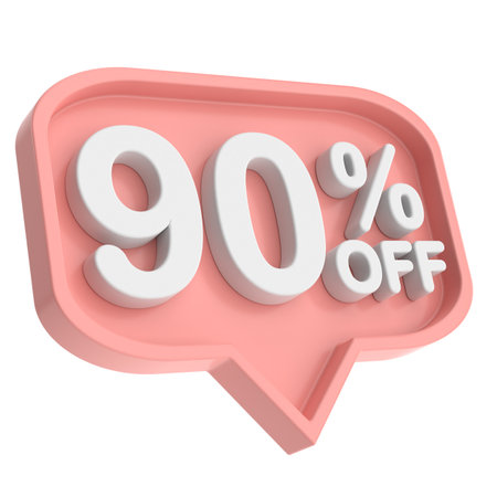 3D ninety percent off. 90% off. 90% sale.の写真素材