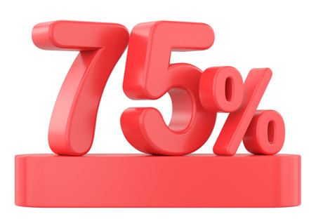 Seventy five percent. 3D illustration.の写真素材