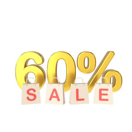 3D sixty percent sale. 60% sale. Sale banner decoration.の写真素材