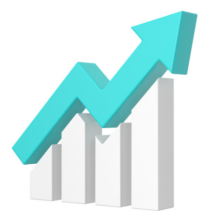Growth graph, Growth chart. 3D illustration.の写真素材