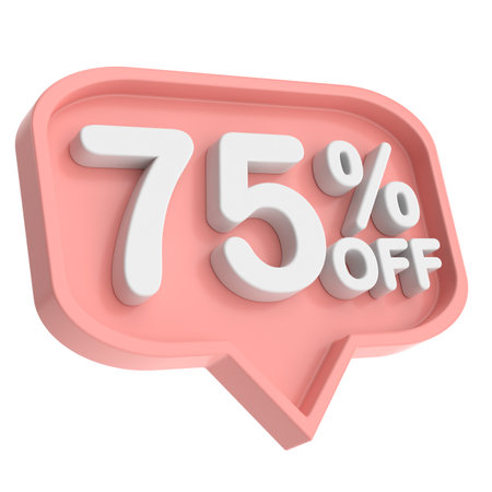 Seventy five percent off. 75% off. 75% sale.の写真素材