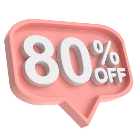 3D eighty percent off. 80% off. 80% sale.の写真素材