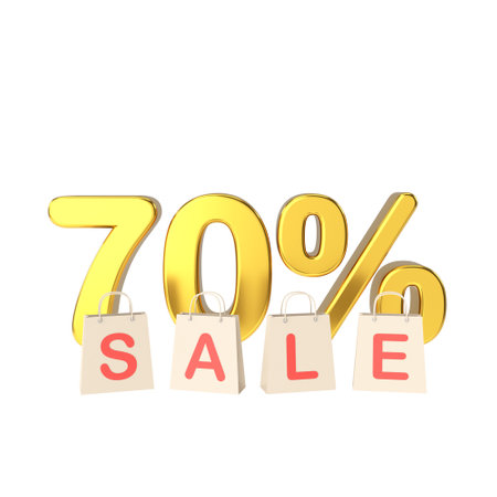 3D seventy percent sale. 70% sale. Sale banner decoration.の写真素材
