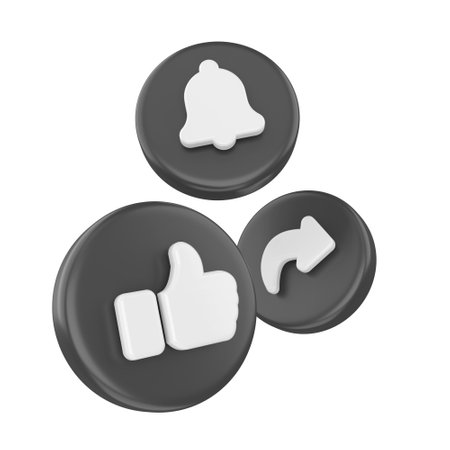 Like share and subscribe icons. 3D element.の写真素材