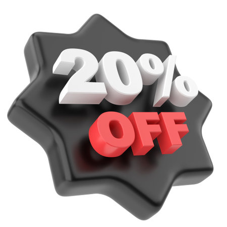 3D twenty percent off. 20% off. Sale badge.の写真素材