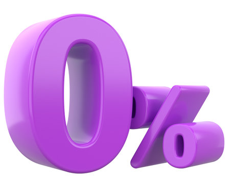 3D 0%. Zero percent installment. 3D illustration.の写真素材