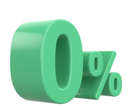 3D 0%. Zero percent installment. 3D illustration.の写真素材