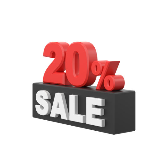 3D twenty percent sale. 20% sale. Sale banner decoration.の写真素材